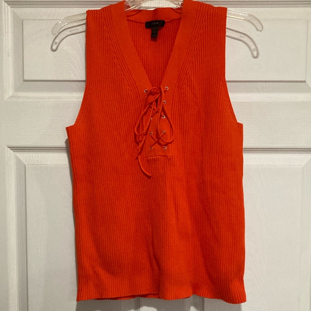Gently used Jcrew Orange Sleeveless Lace-Up Top sz L